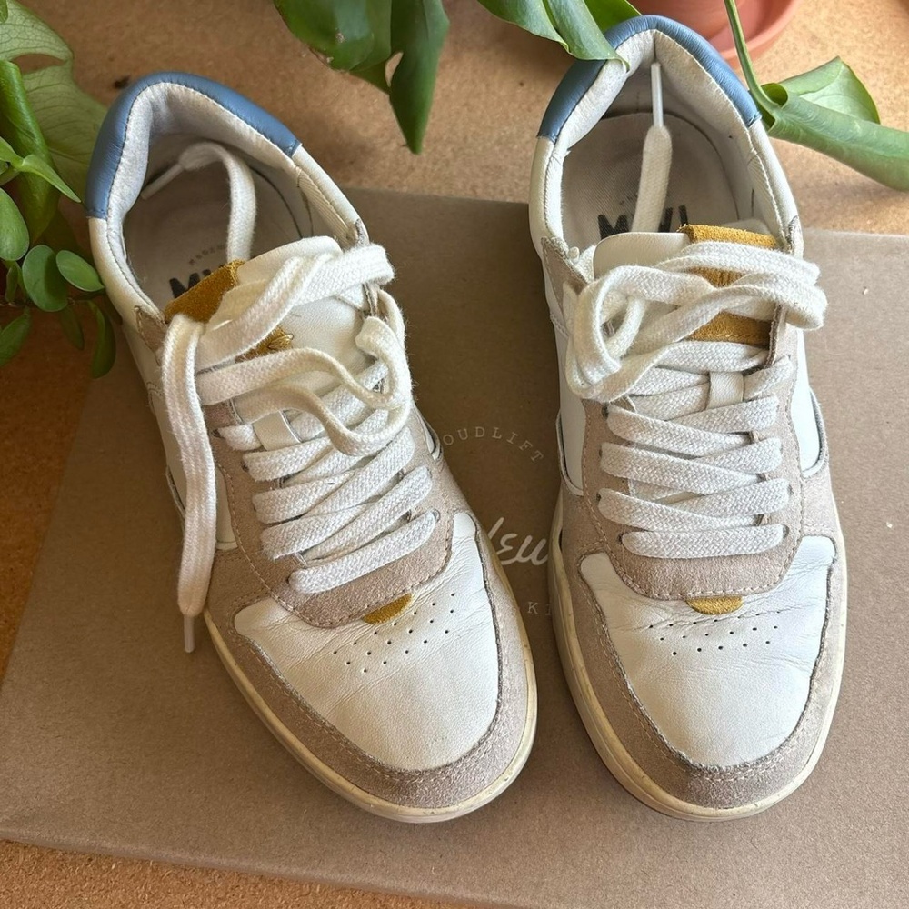 White and Tan Sneakers